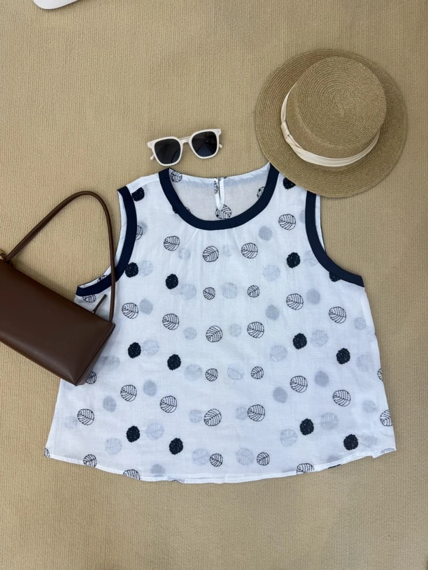 高级感树叶刺绣无袖百搭女夏季减龄休闲显瘦圆领背心小衫