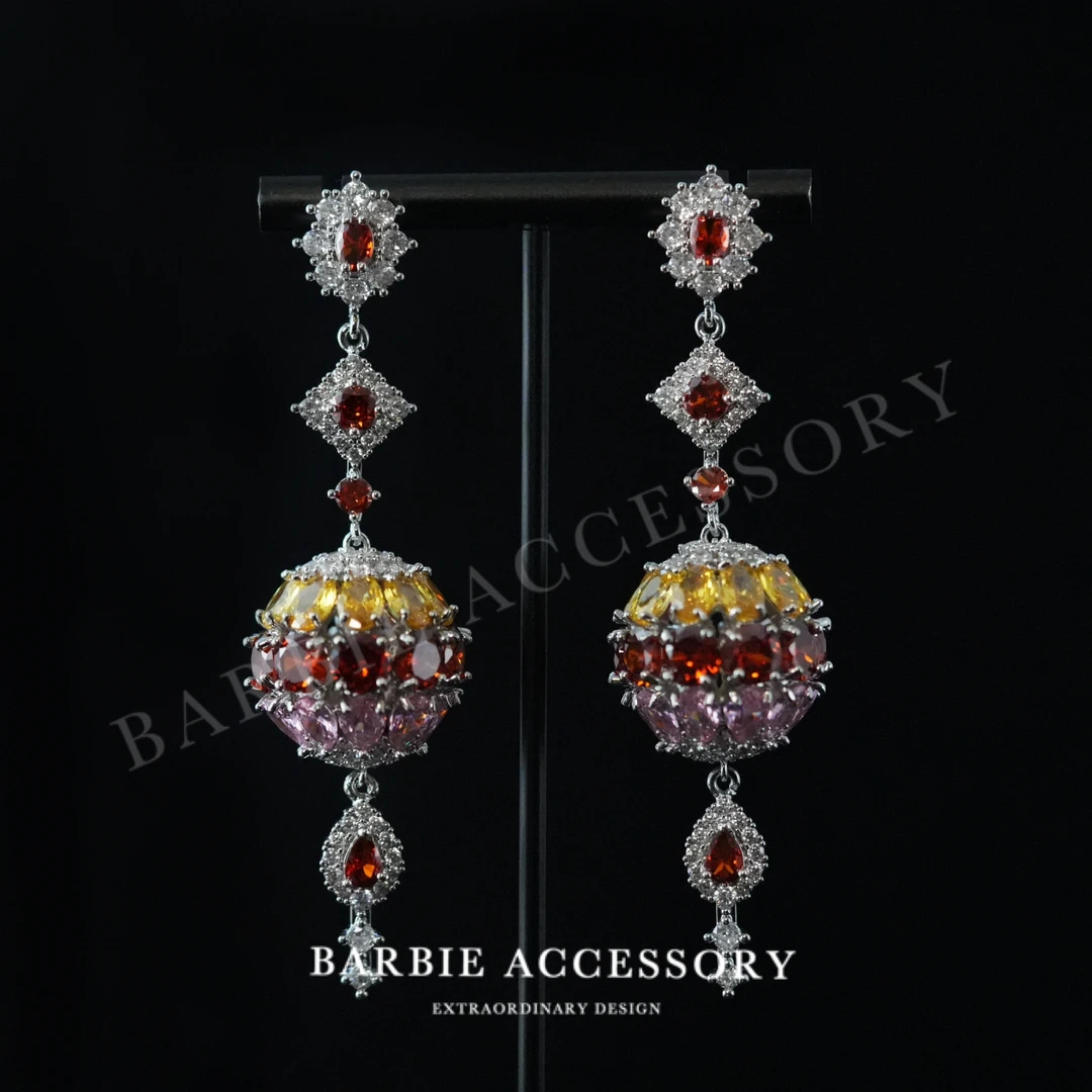 铜合金合成锆石耳饰 【听星光球】法式既视设计款高级感绝美耳环