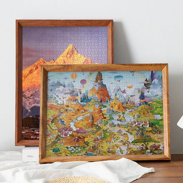 实木拼图框1000片相框挂墙500装裱大画框300框架定制2000片4K开8K