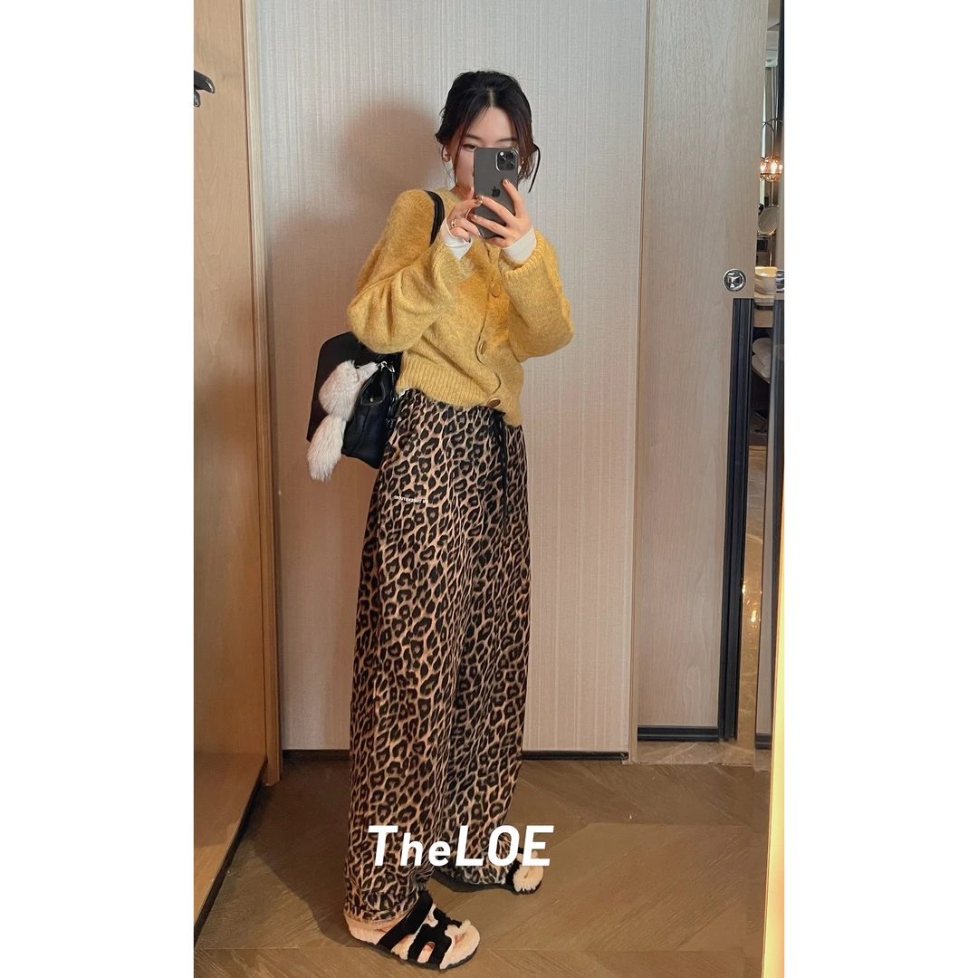 TheLOE/【奶钱豹纹裤】松紧带宽松遮肉休闲长裤#11.04K-G6679