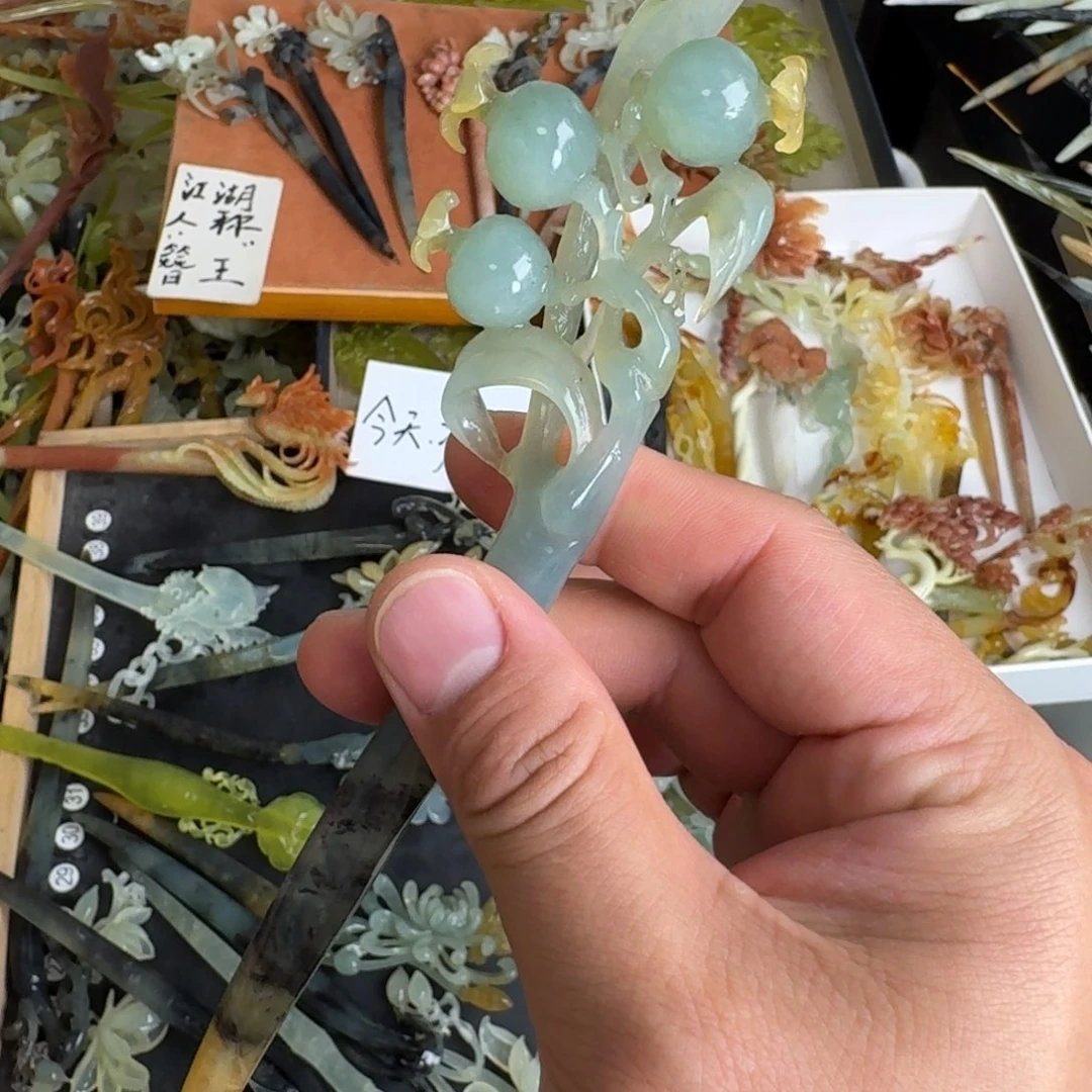 岫玉未镶嵌发饰明君玉簪就是好看