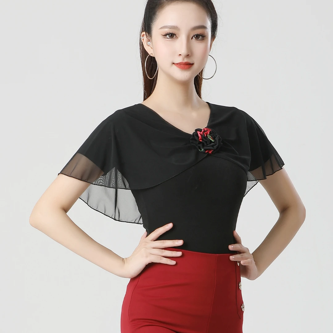 洋气国标舞舞服新款女款跳舞舞蹈上衣女士摩登舞交谊舞广场舞舞衣