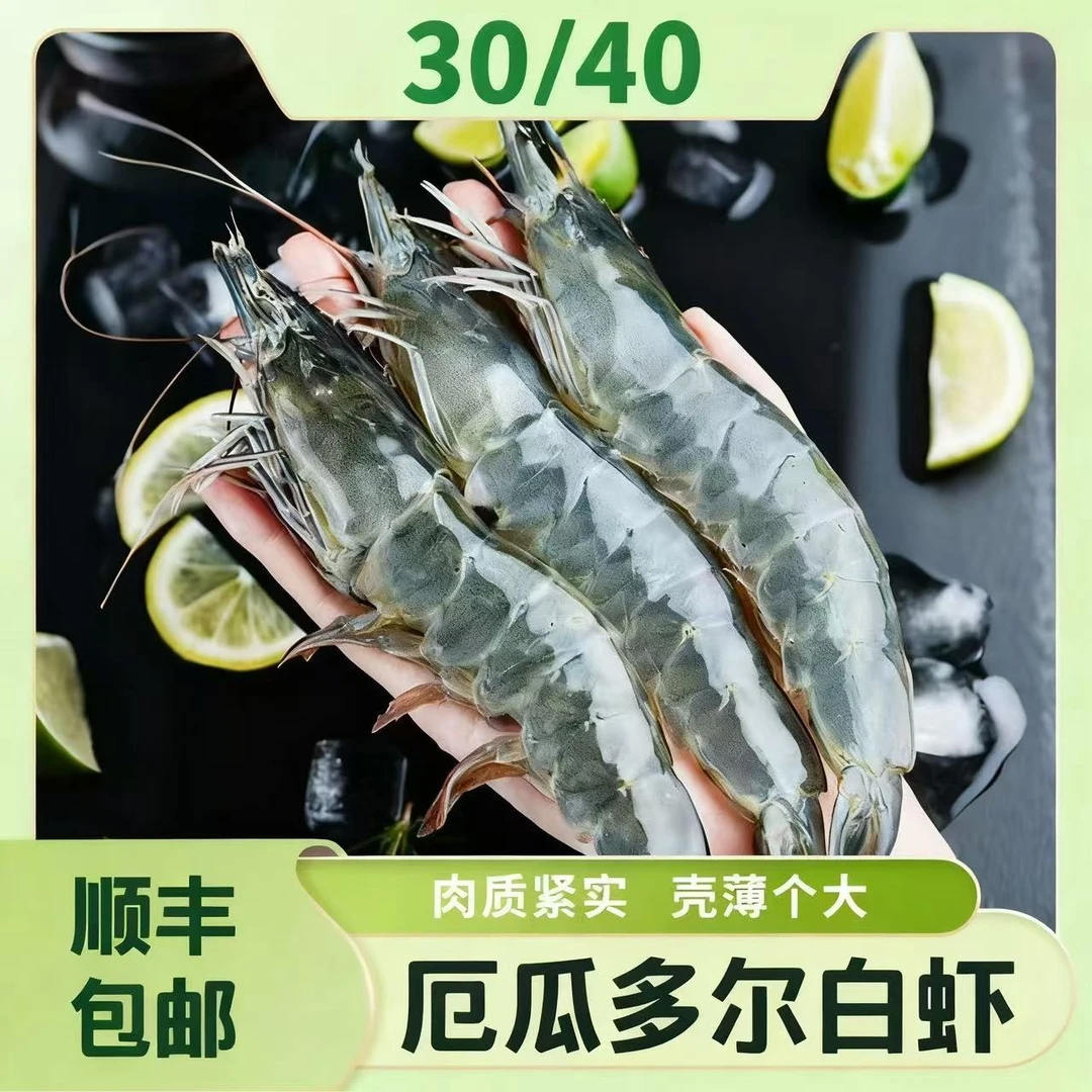 超大号原装原盒桑塔海水大虾 3040规格，净重3.3斤 顺丰包邮