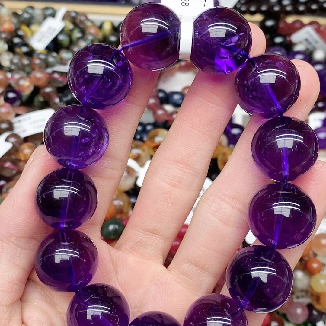 水晶手链未镶嵌淳*亮24紫水晶18mm