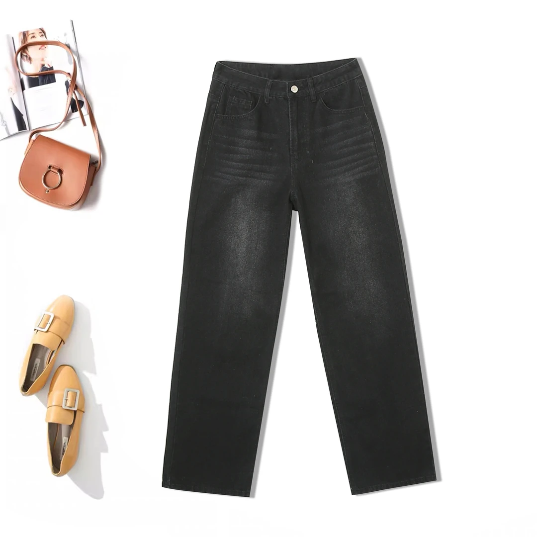 【特价】时尚复古做旧水洗女士直筒阔腿牛仔裤P-2G281(个别微瑕)