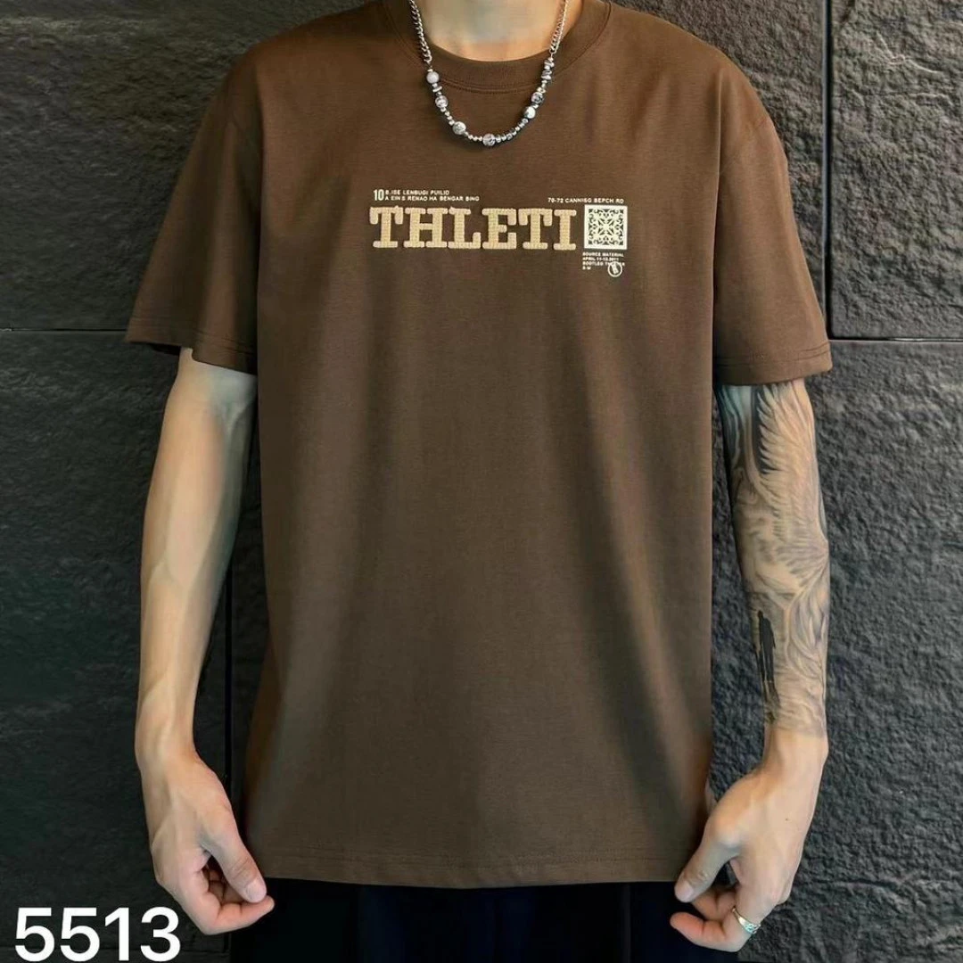 【5513-JD】男士时尚休闲夏季半袖宽松潮流美式白色百搭简约