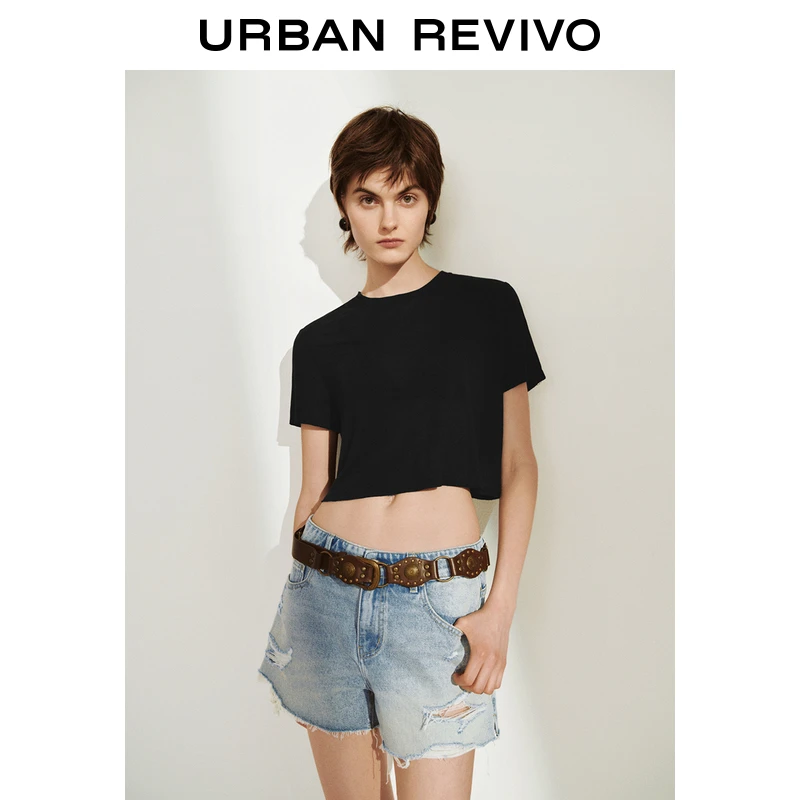 UR2025春季新款女装时尚休闲百搭短款圆领短袖T恤UWM450053