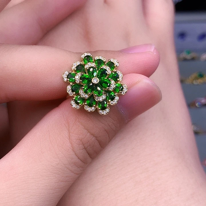 银S925镶嵌戒指透辉石