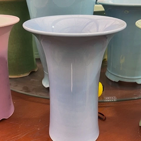 摆件靓*呀天青色瘦腰盆