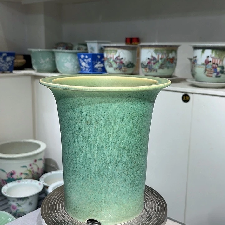 开**好绿釉哑光窑变陶瓷盆