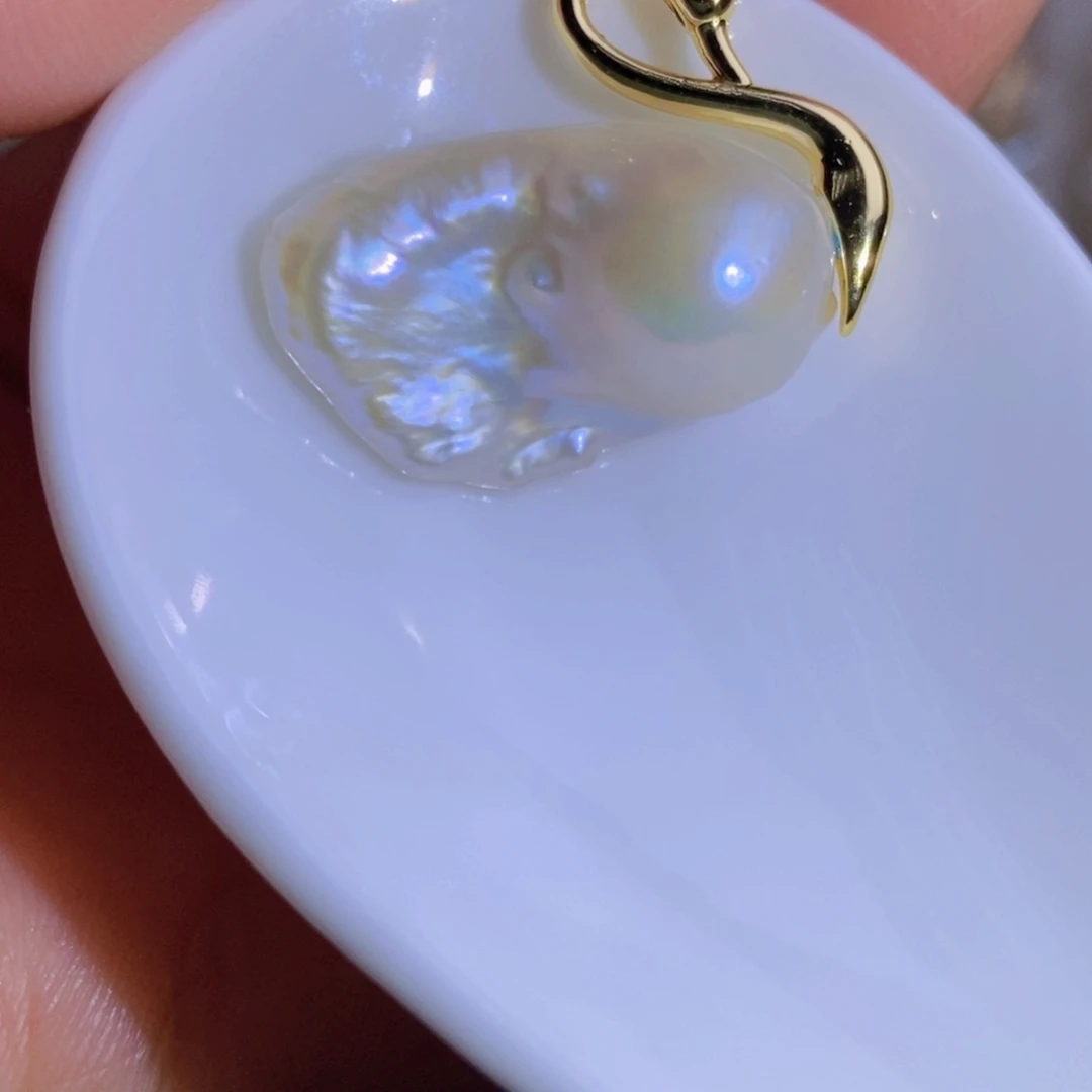 银S925镶嵌天然淡水珍珠淡水珍珠