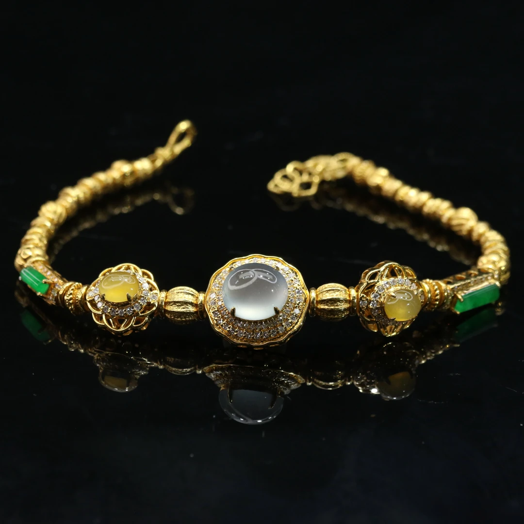 41天然缅甸翡翠A货18k手链/600179/北京中保拍卖