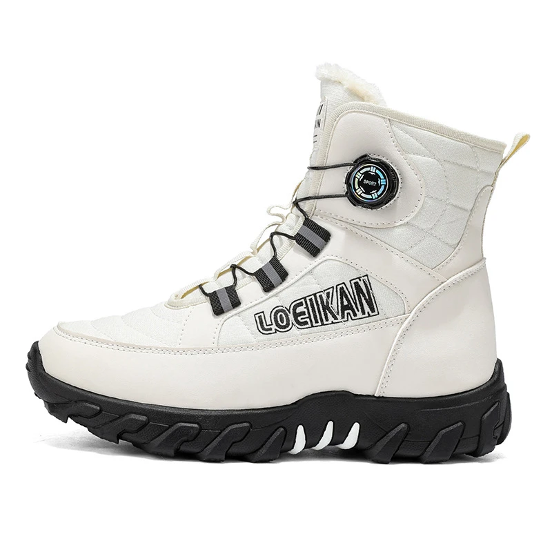 秋冬男士百搭加绒厚底雪地靴舒适潮流徒步休闲运动鞋中高帮男鞋