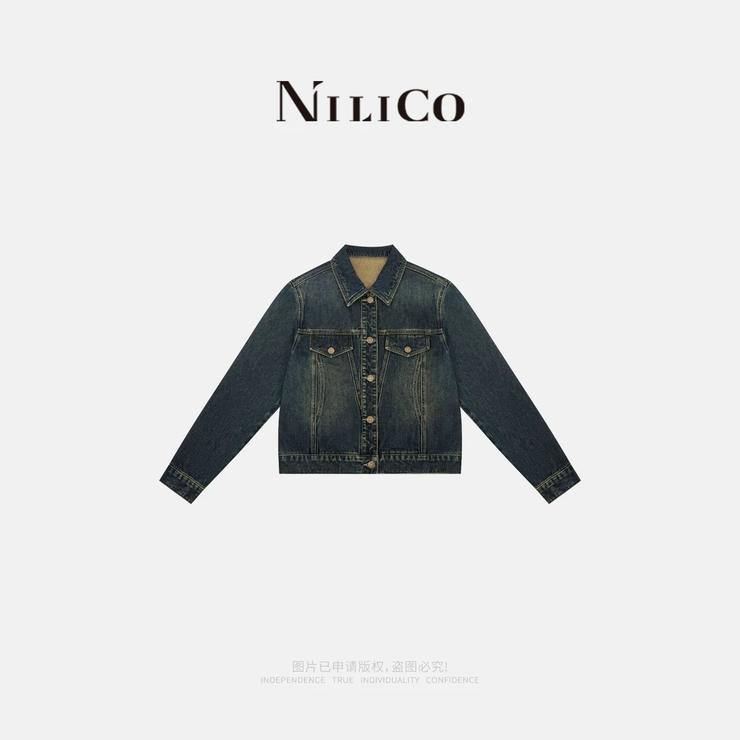 NILICO【经典骑士】复古休闲百搭洋气短款显瘦牛仔外套