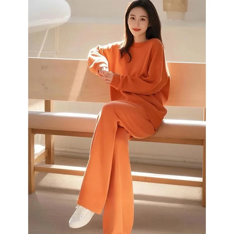 2025年春季新款气质一整套女装韩系高级感穿搭圆领卫衣休闲裤套装