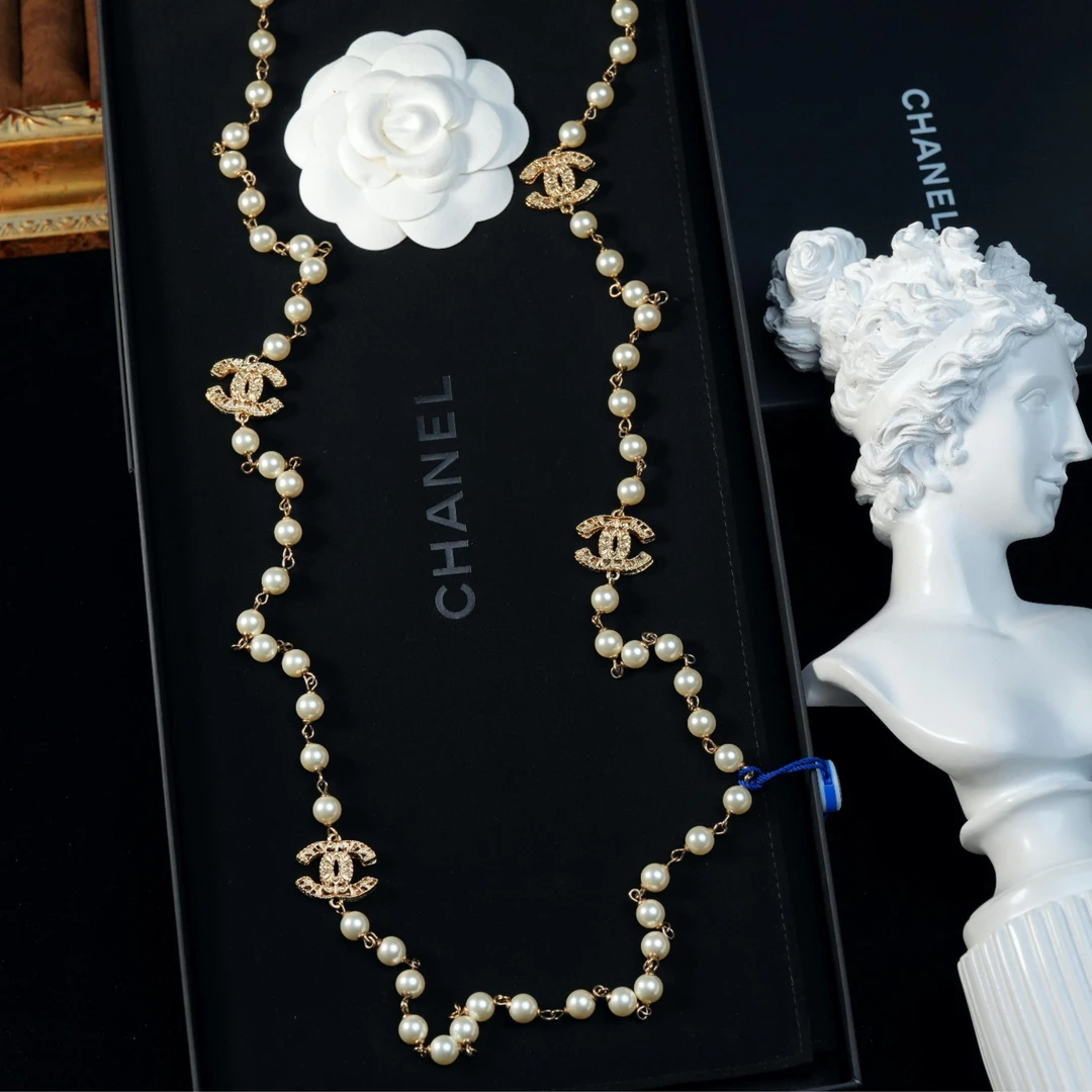 95新 Chanel/香奈儿 柚礼中古/香奈儿珍珠双C雕花项链LZ505165