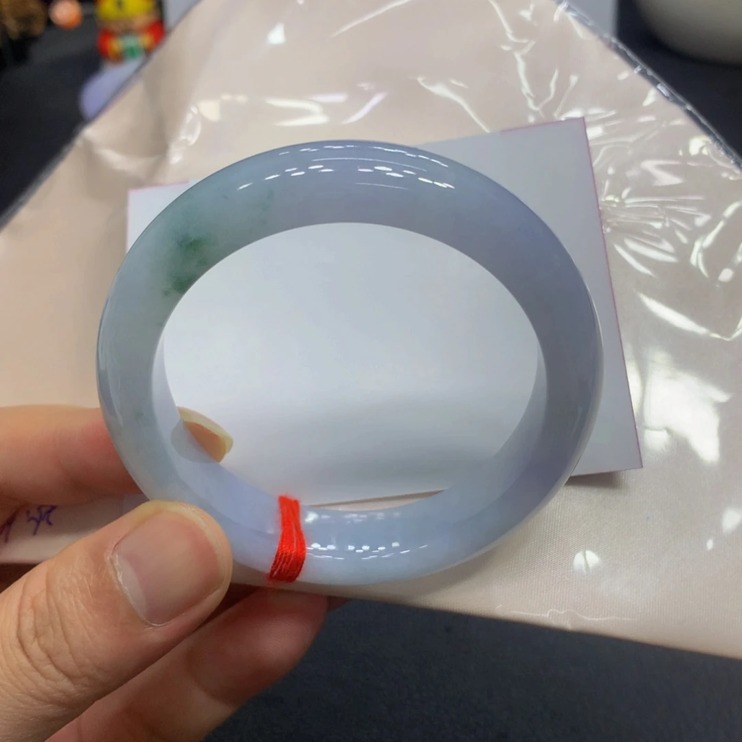 未镶嵌手镯翡翠翡翠手镯淡紫底带花8