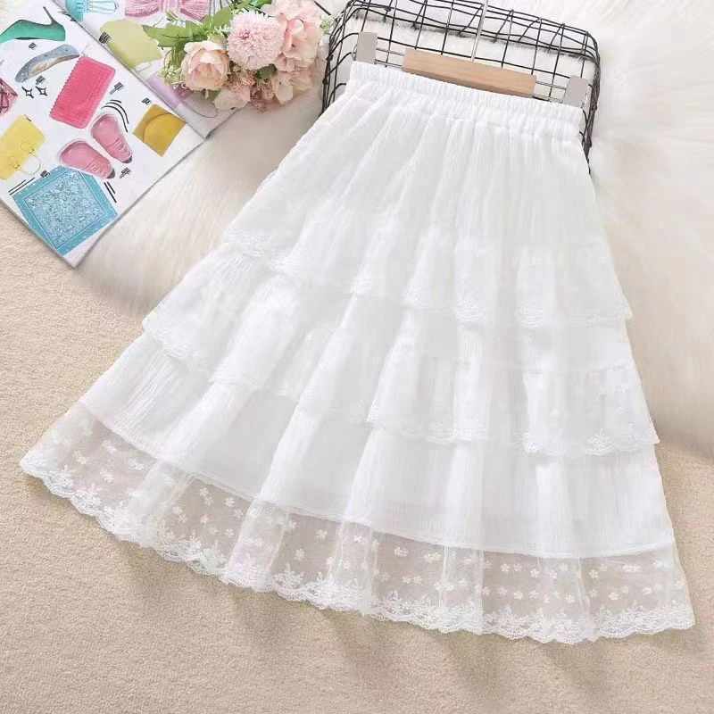 女童夏季半身纱裙2025新款儿童蕾丝中大童洋气时髦外穿潮装