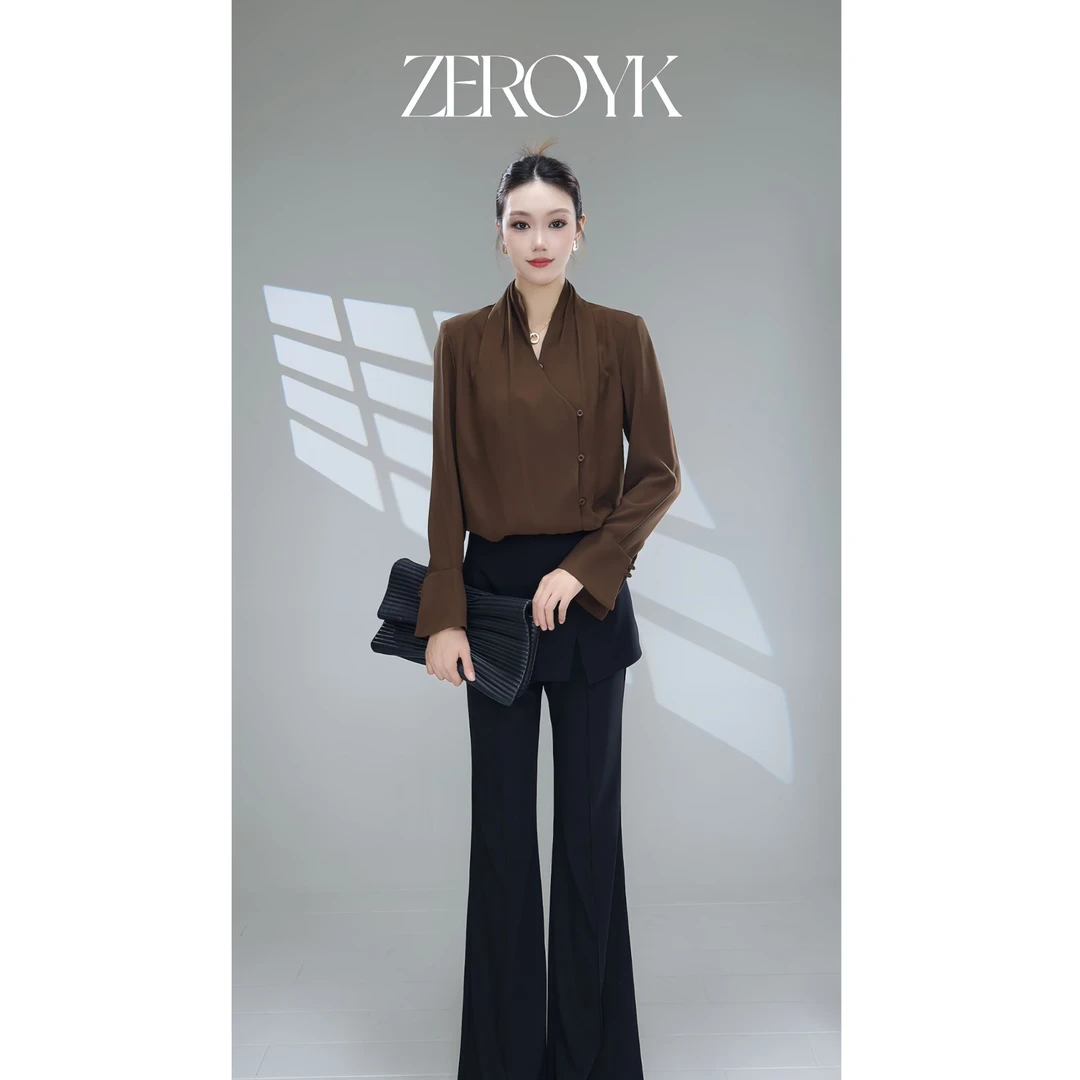 ZEROYK翎蔻 深圳南油2025时尚套装穿搭秋季新款微喇裤松弛感套装
