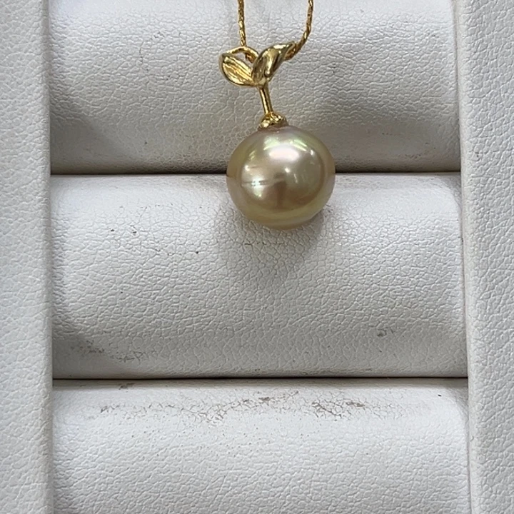 颈饰海水珍珠银S925镶嵌金珠10-11mm 4号