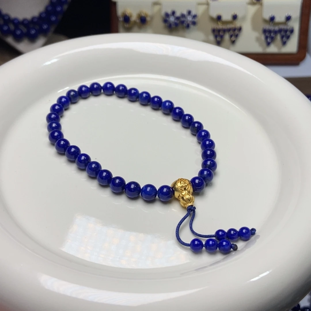 青金石银S925镶嵌精品手串5.8mm