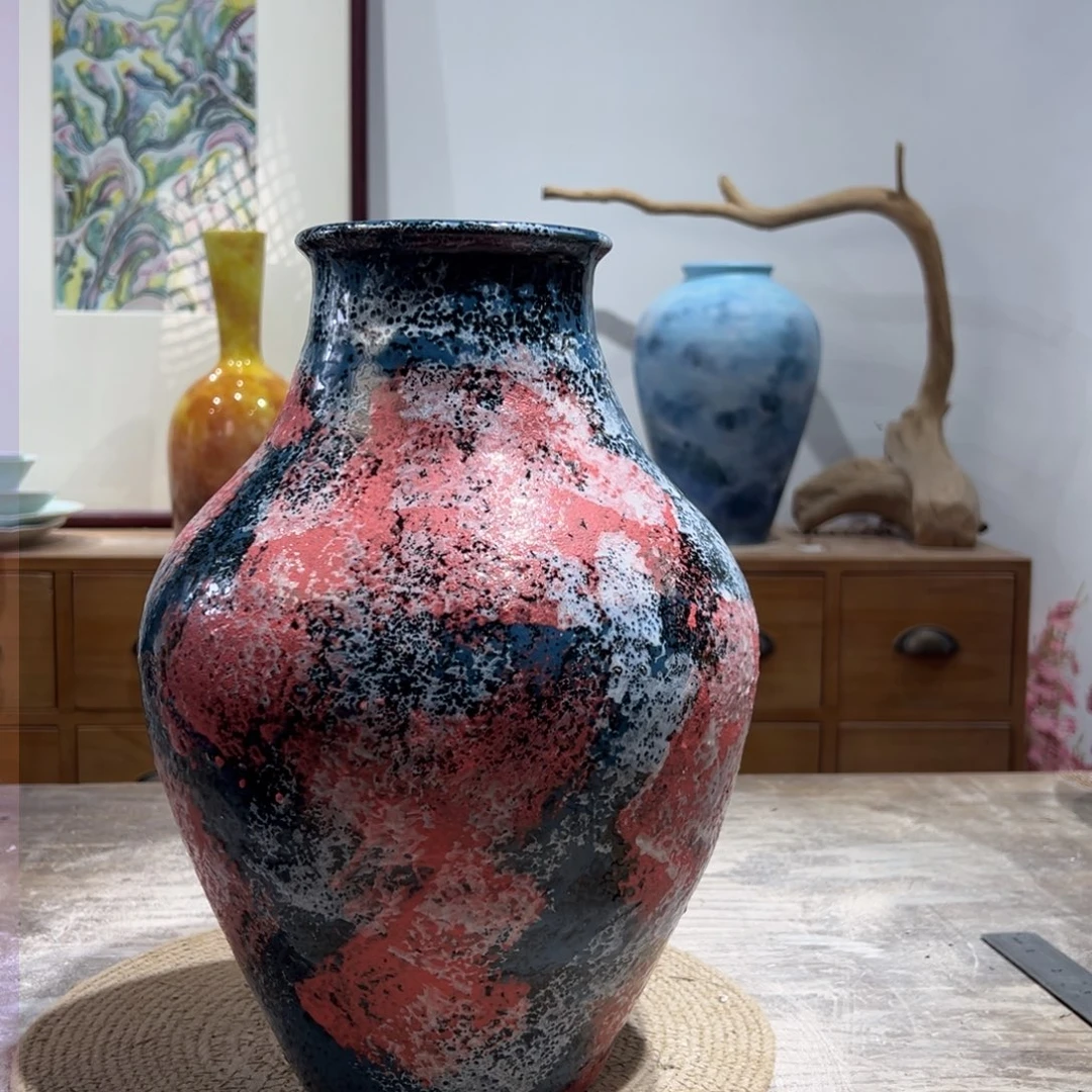 摆件陶瓷花瓶高33口9