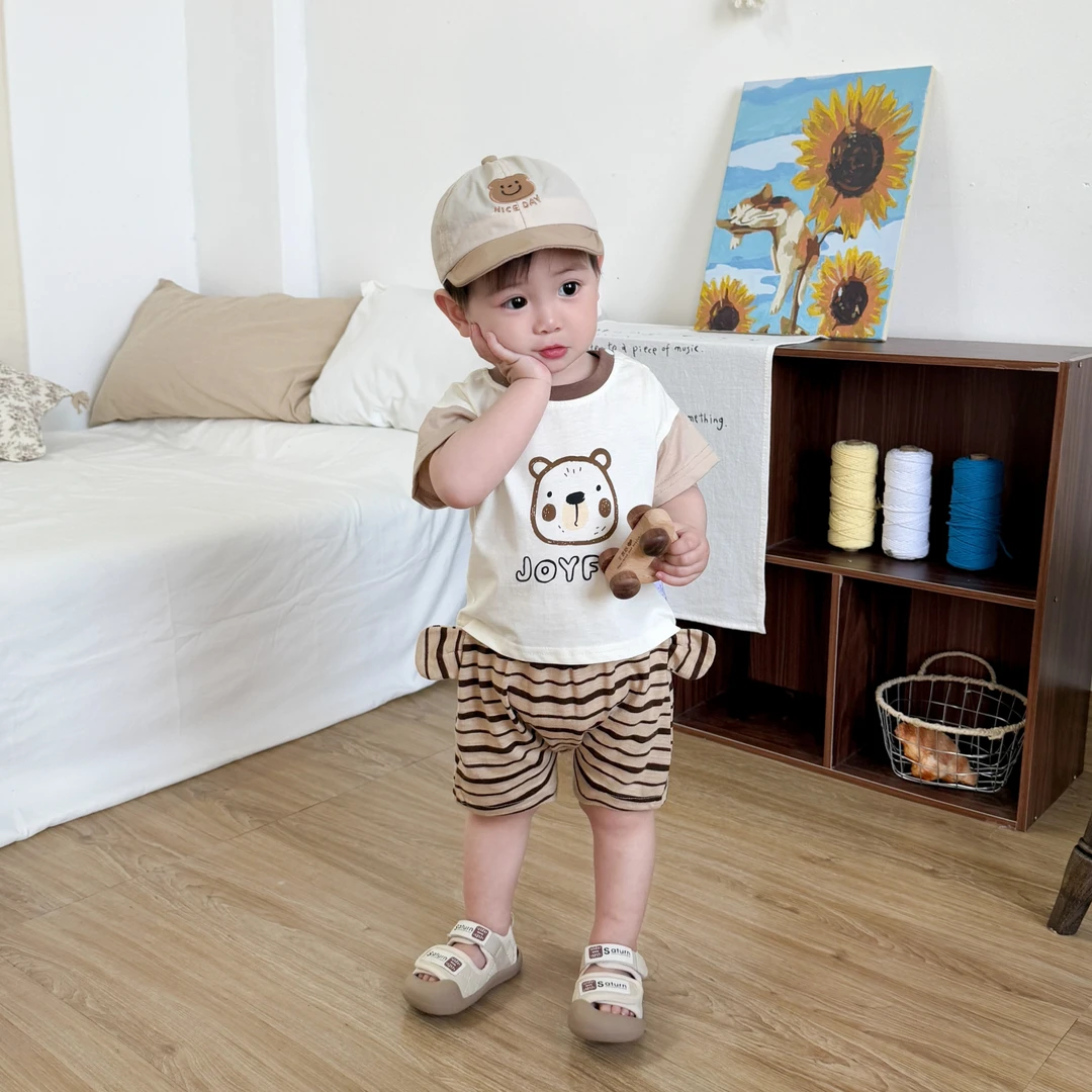 婴儿短袖夏季套装短裤2025宝宝薄款婴儿分体夏天衣服男童夏装