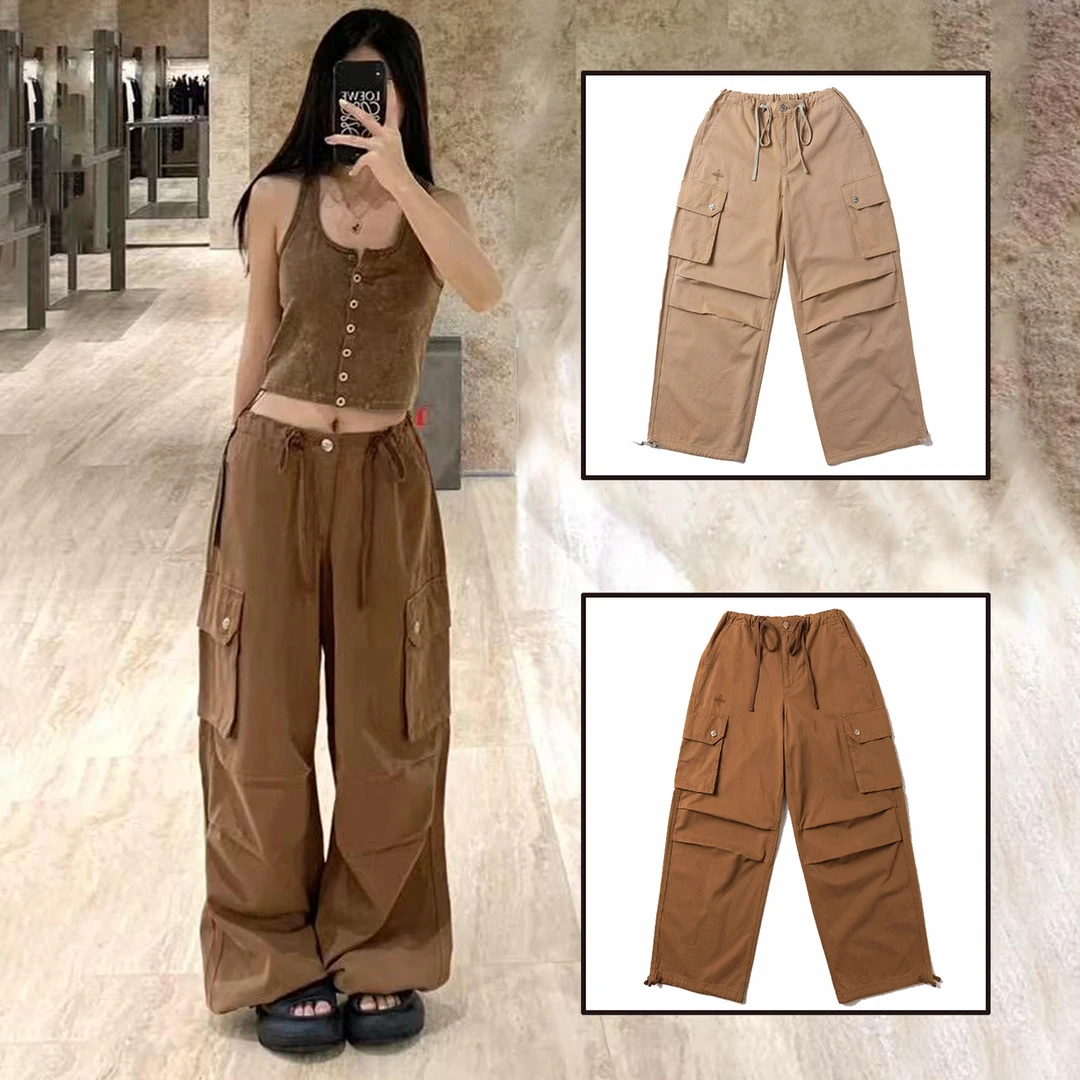 GDLL新款少量现货伞兵轻薄长裤辣妹风工装伞兵裤时尚网红裹胸上衣