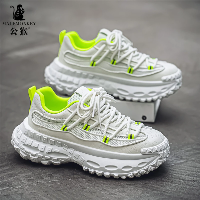 公猴男鞋夏季新款时尚百搭厚底休闲鞋男士增高透气潮流运动老爹鞋