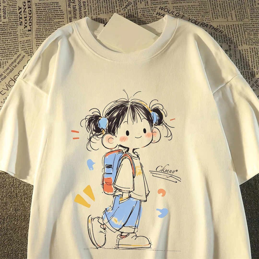 100%重磅纯棉短袖T恤男女同款夏美式潮流女孩宽松男装半袖上衣ZN1