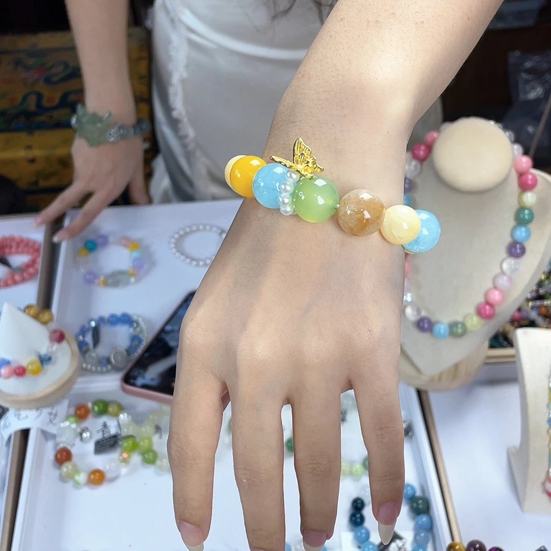 水晶手链银S925镀金镶嵌