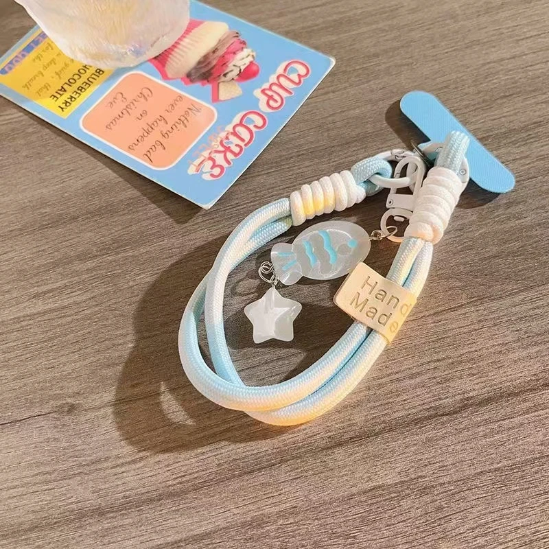 ins风鲷鱼星星手机挂绳含夹片腕带短款ccd相机挂链挂件钥匙扣通用