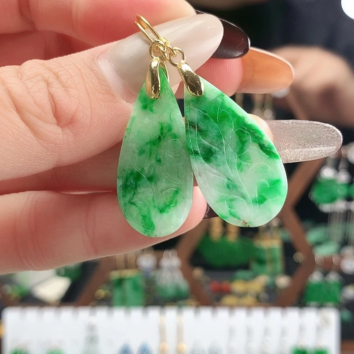 翡翠银S925镶嵌耳饰耳饰