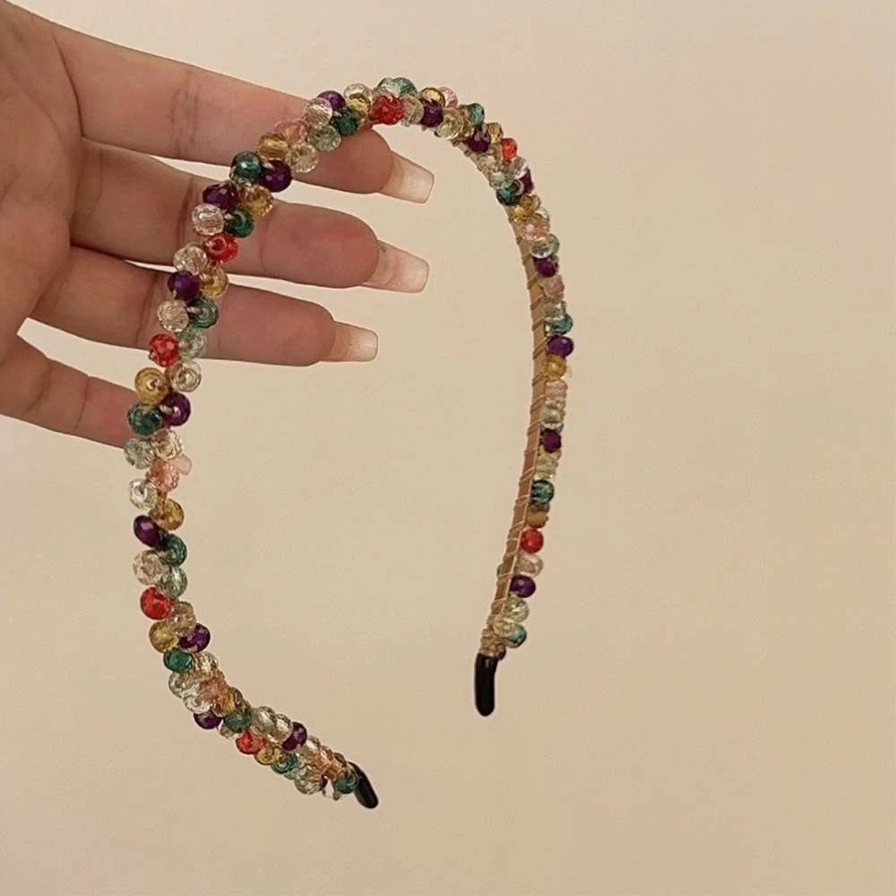 韩国东大门水晶发卡发捆发箍洗脸细彩色串珠头箍2025新款网红头饰