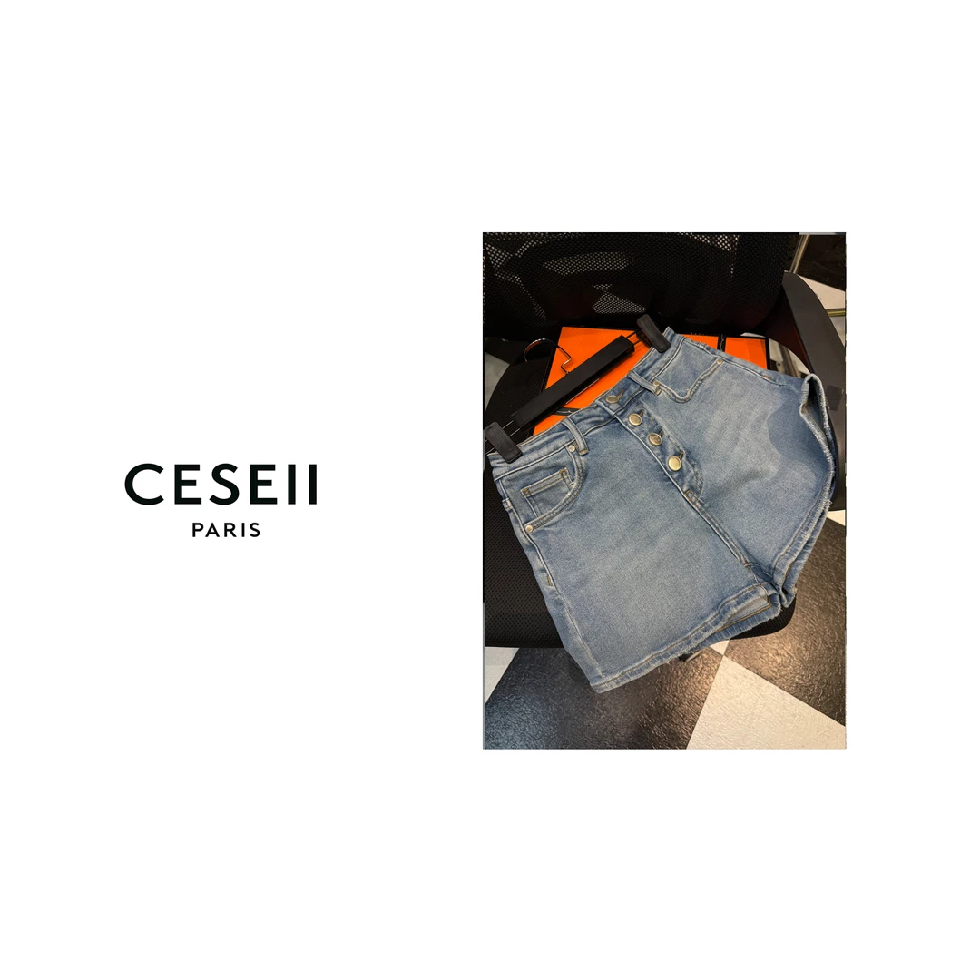 【25XJ158】CESEII2025春夏时尚高版本印花工艺牛仔短裤