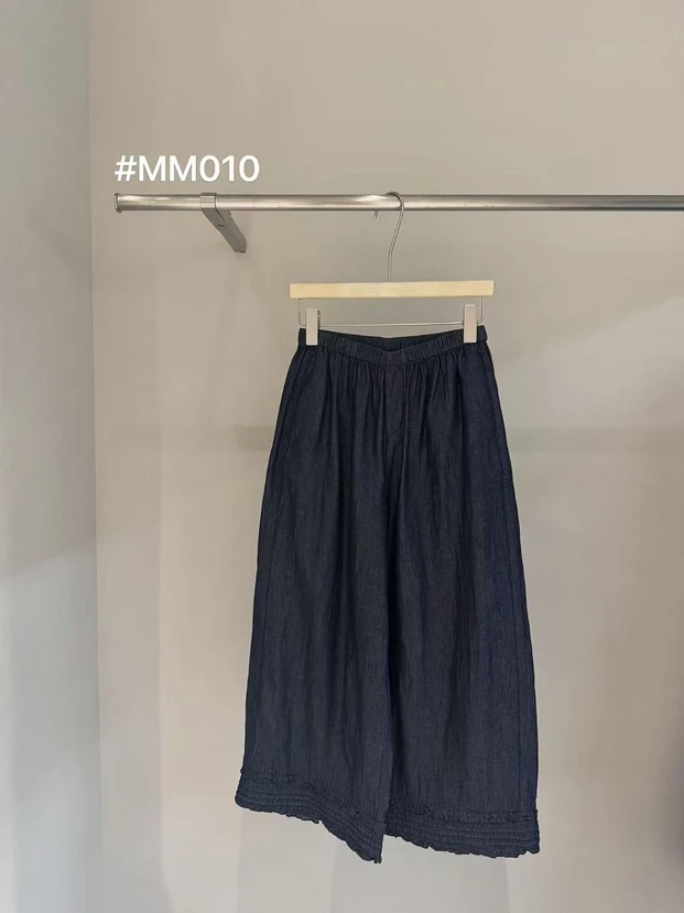 9151【蝶谷】下摆花边阔腿裤