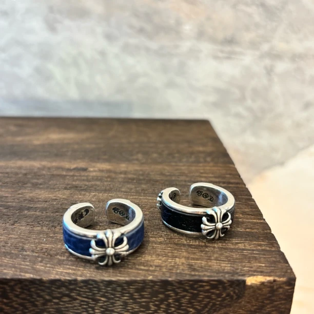 铜合金皮质戒指 十字皮宽戒指JZ1849