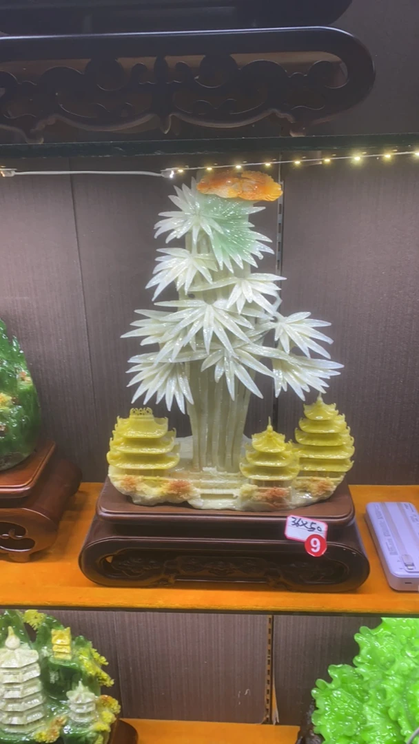 中式家居装饰摆件玉石雕刻创意书房电视柜玄关山水花鸟