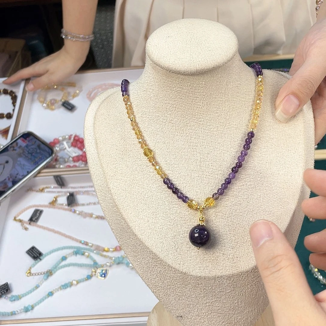 水晶手链银S925镀金镶嵌