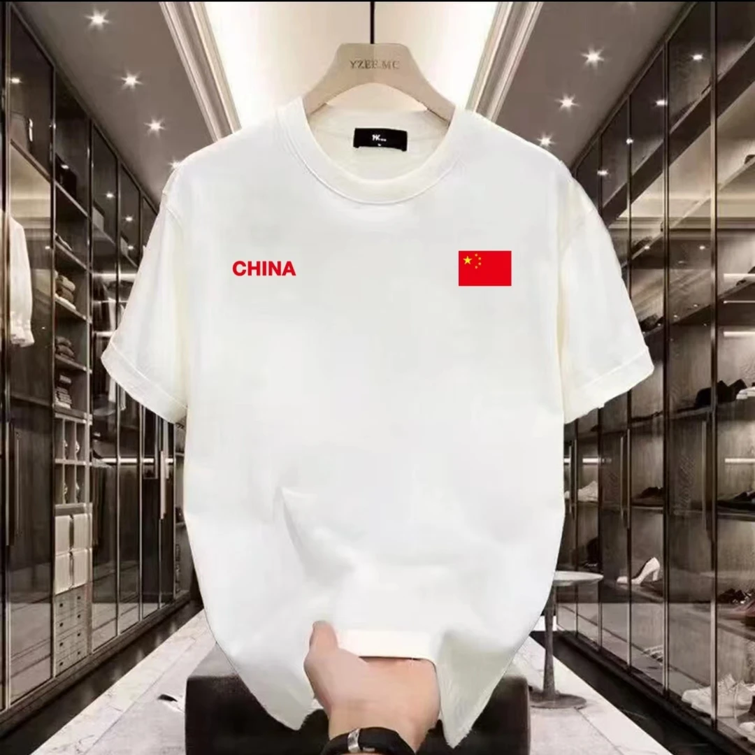 2025夏日国潮帅气通勤潮牌潮流国旗时尚运动棉质圆领短袖T恤男士