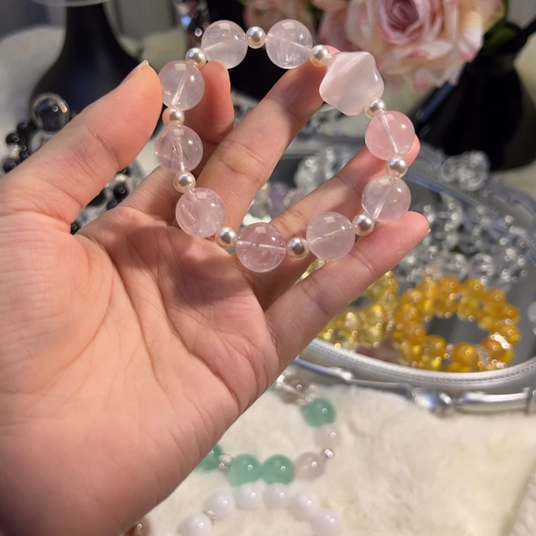 水晶未镶嵌手链粉阿塞
