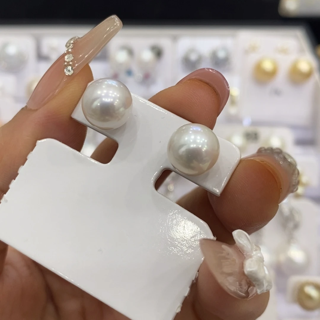 淡水珍珠银S925镶嵌耳饰