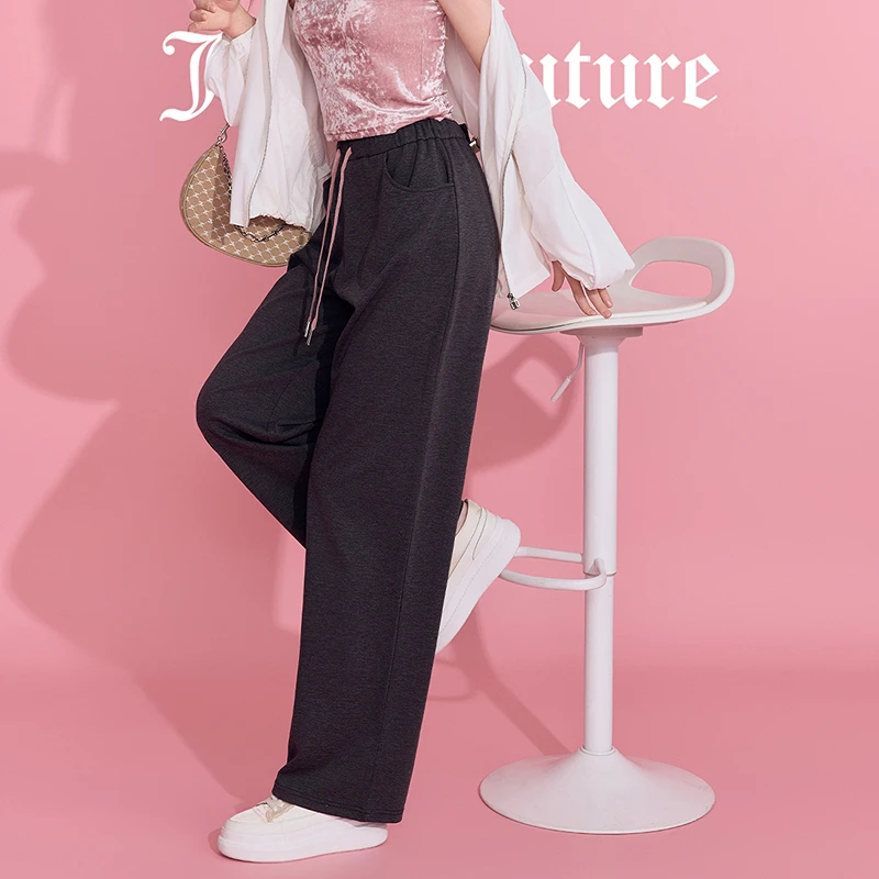Juicy Couture橘滋2025新款夏日出街针织垂坠宽松直筒休闲长裤女