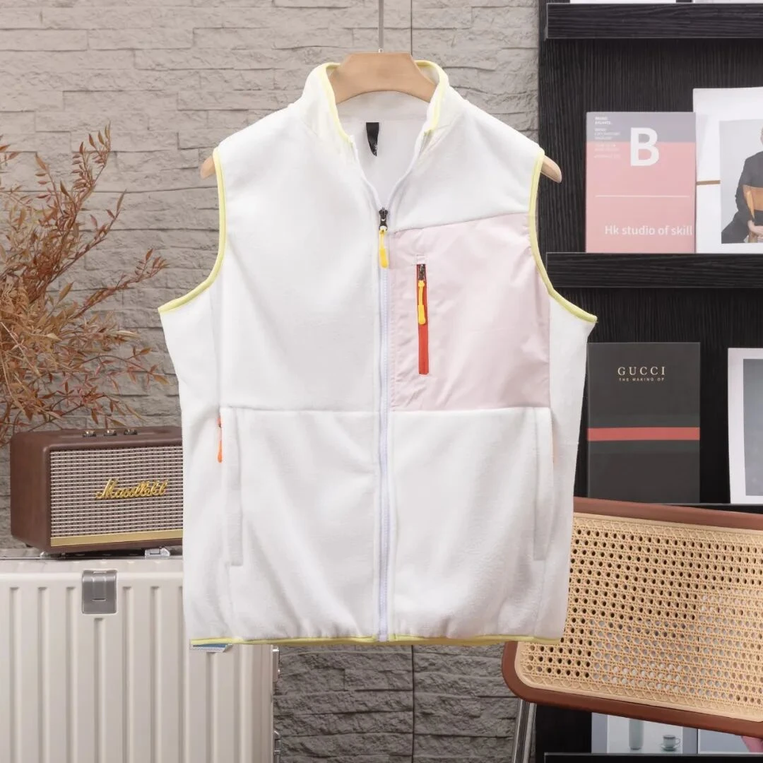 户外山系 男女同款秋冬户外摇粒绒拼色立领休闲运动马甲 马夹上衣