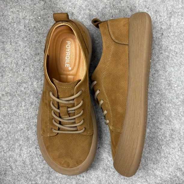 25春季头层牛皮新款包头防滑耐磨复古时尚低帮时尚休闲男鞋-7768