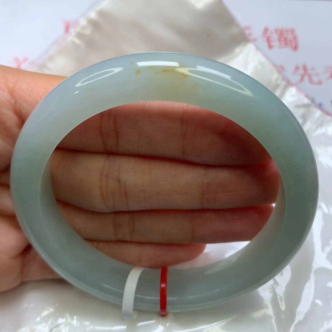 翡翠未镶嵌手镯老坑60圈冰胶薄荷蓝洒金009