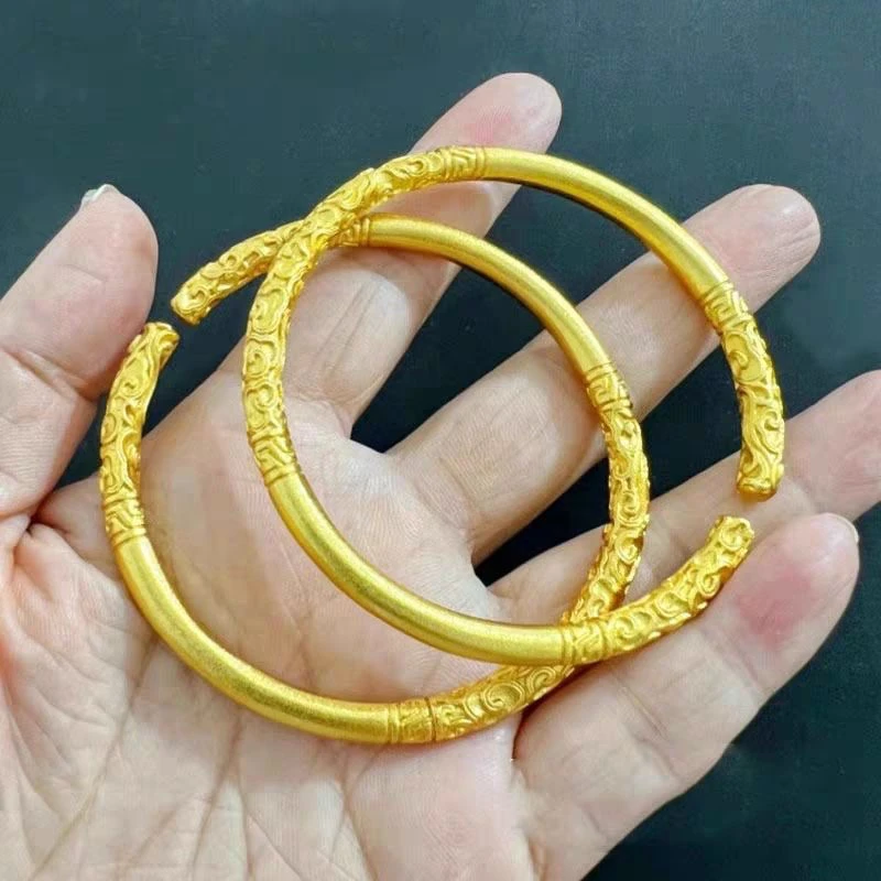 合金手镯 经典百搭金箍棒开口手镯实心开口可调节