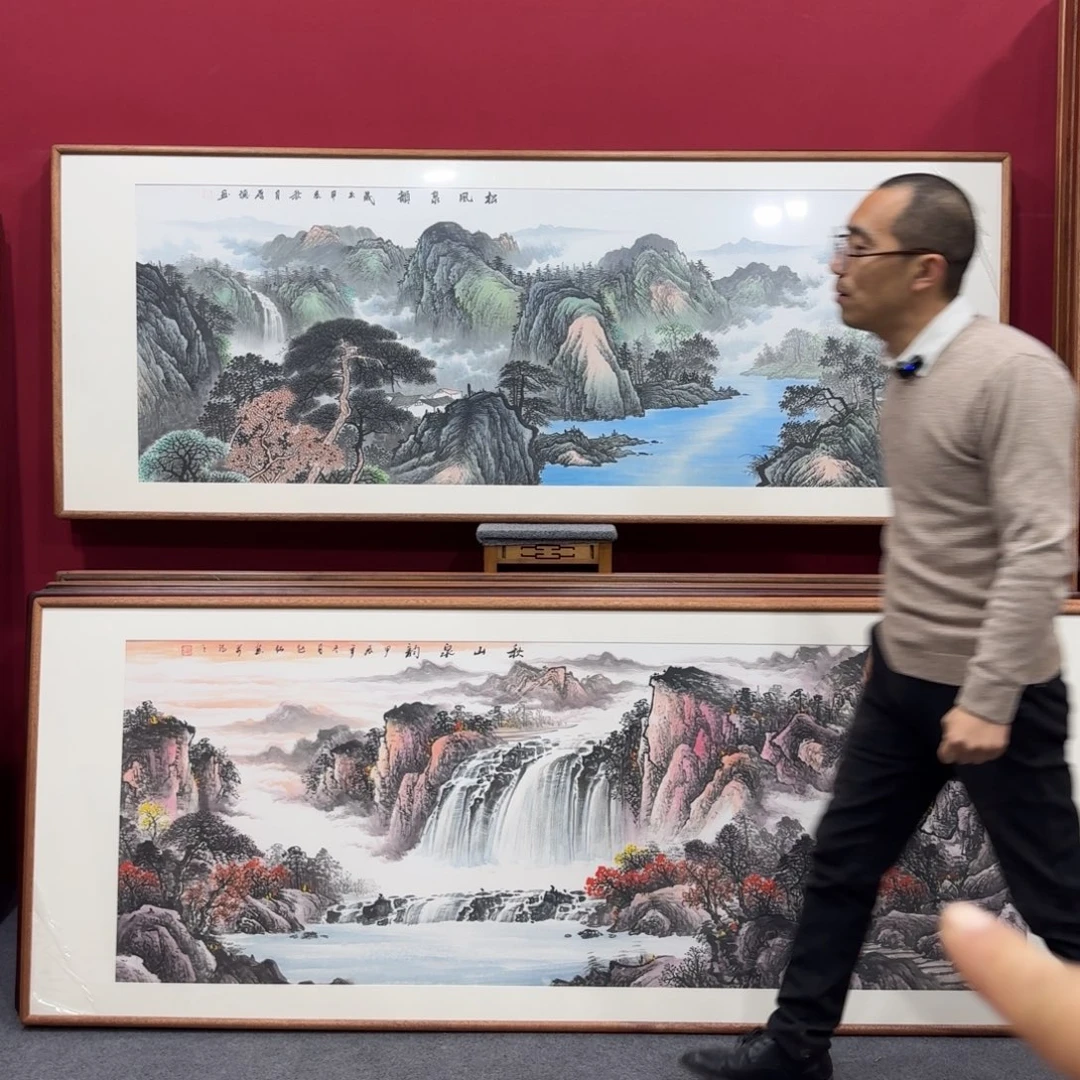 国画手绘作品带框210成80