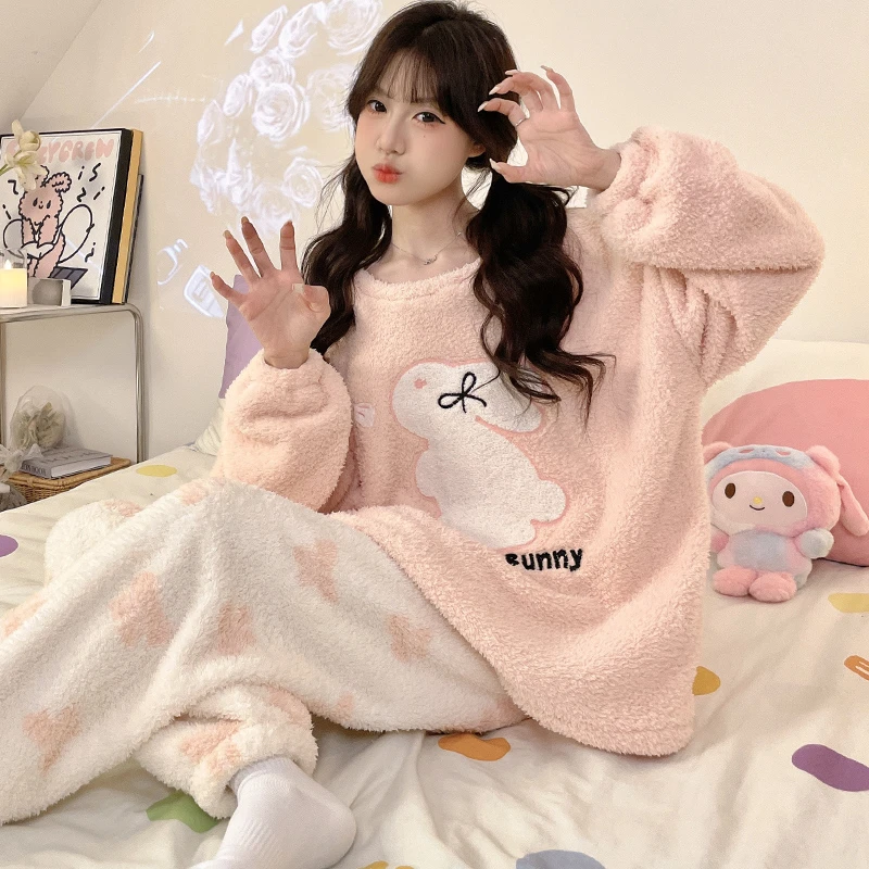青少年珊瑚绒睡衣女童秋冬季2025新款12-13-15岁少女孩大童初中生