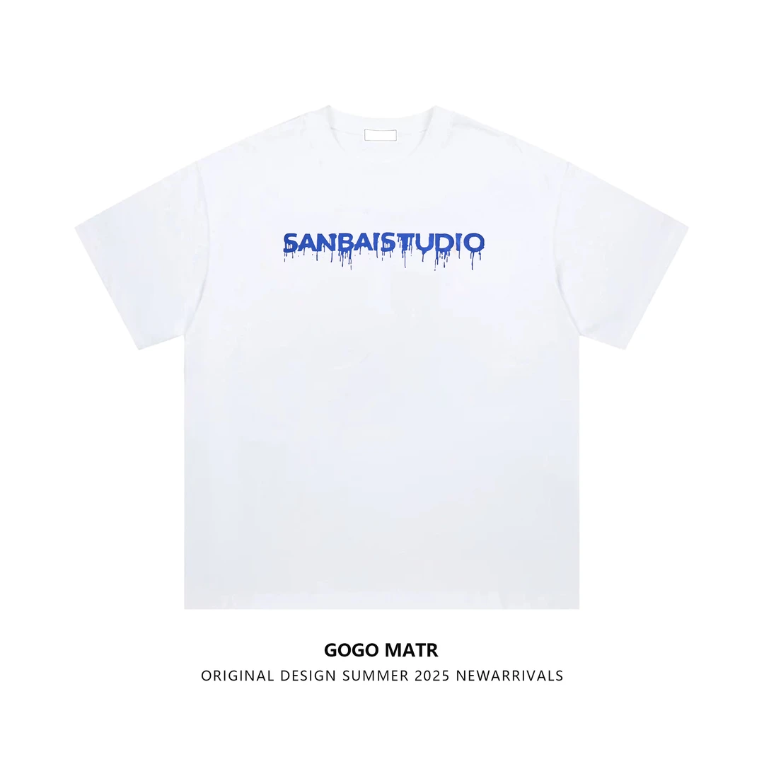 【GOGOMart】夏季新款男女同款舒适百搭潮流发泡 蓝色滴水字母